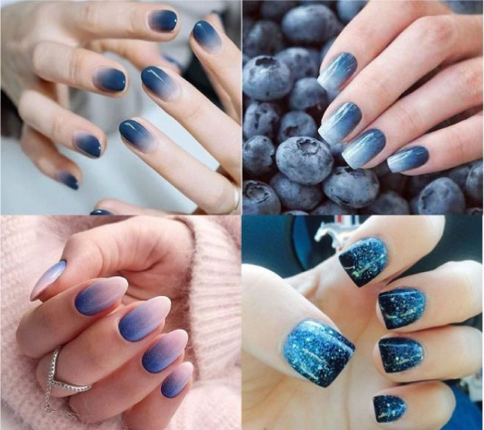 Những khuôn mẫu nail blue color đen kịt đẹp mắt nhất