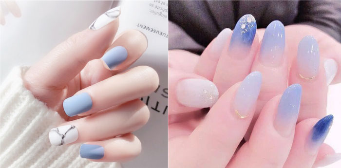 Tổng hợp những mẫu nail màu xanh cực trendy cho nàng  Trường TH Lê Văn Tám