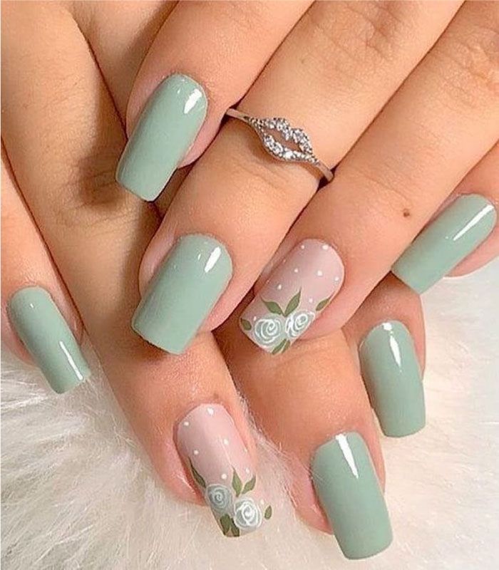 Những khuôn nail màu xanh lá cây mint đẹp nhất nhất