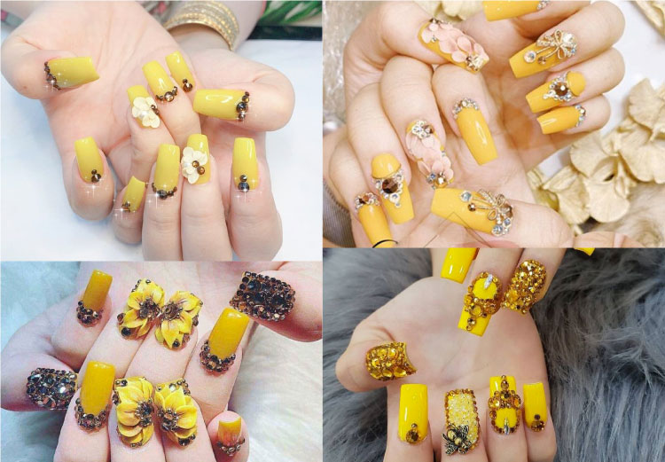 Tổng hợp những mẫu nail màu vàng sang chảnh rực rỡ  Nail swag Ý tưởng  móng Móng tay