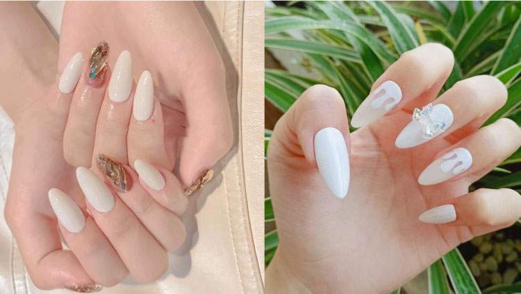 Nail white color nhọn