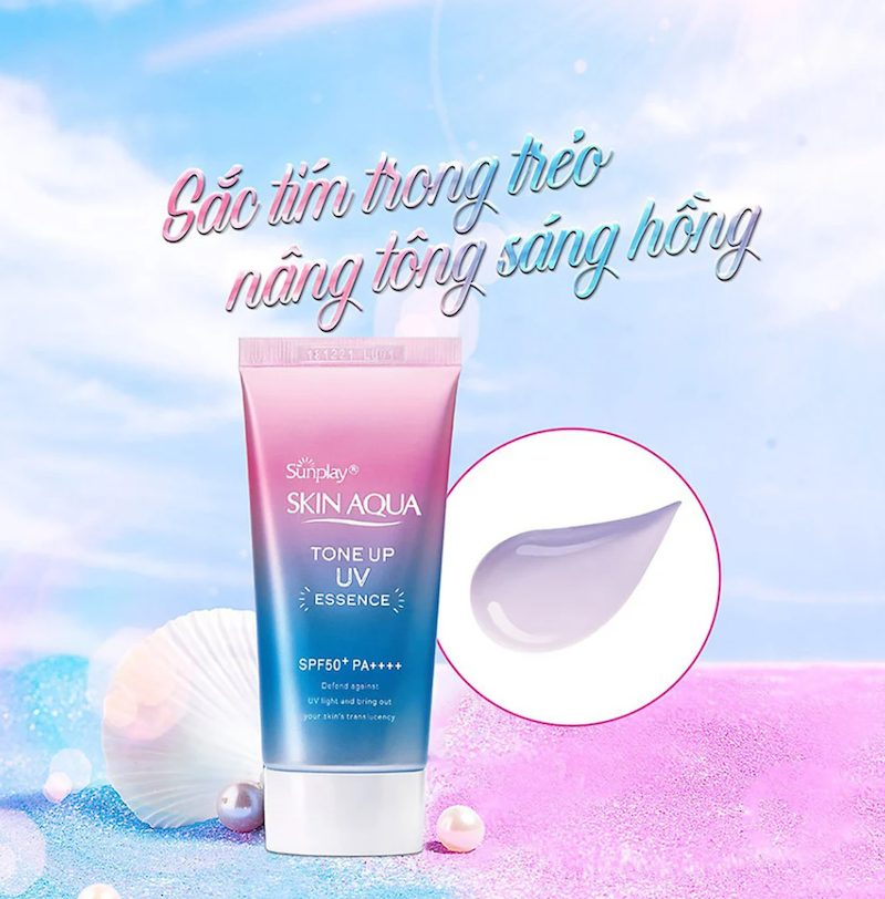 Kem Chống Nắng Cho Da Khô Sunplay Skin Aqua Tone Up UV Essence Lavender