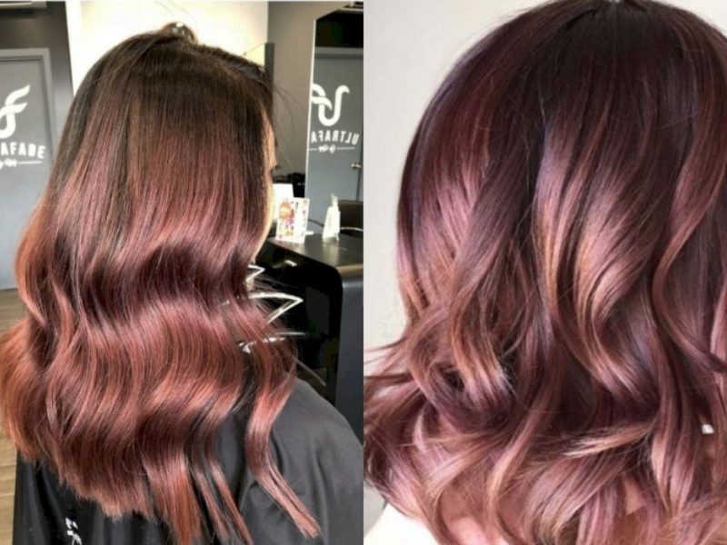 Màu tóc Ombre/Highlight nâu hồng