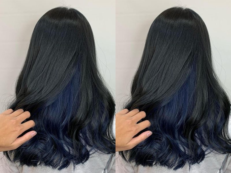 Nhuộm tóc ombre màu xanh dương